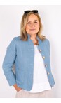 Amazing Woman Denim Blue Katia Denim Blue Front Pocket Short Linen Jacket  