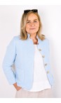 Amazing Woman Ice Blue Katia Ice Blue Front Pocket Short Linen Jacket  