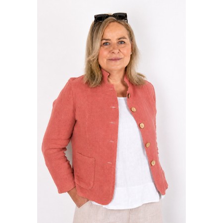 Amazing Woman Katia Pepper Pink Front Pocket Short Linen Jacket - Pink