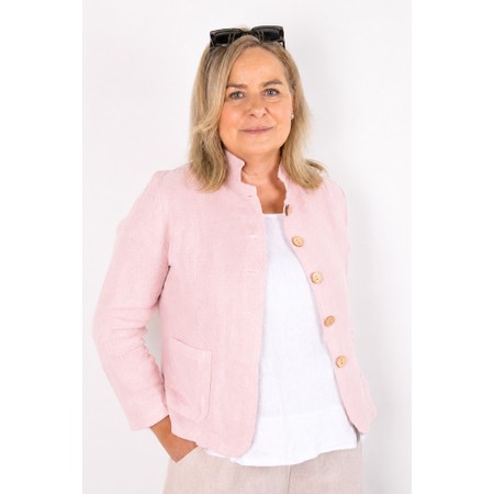 Amazing Woman Katia Rose Pink Front Pocket Short Linen Jacket - Pink