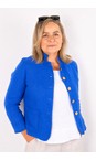 Amazing Woman Royal Blue Katia Royal Blue Front Pocket Short Linen Jacket  