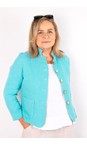 Amazing Woman Turquoise Katia Turquoise Front Pocket Short Linen Jacket  