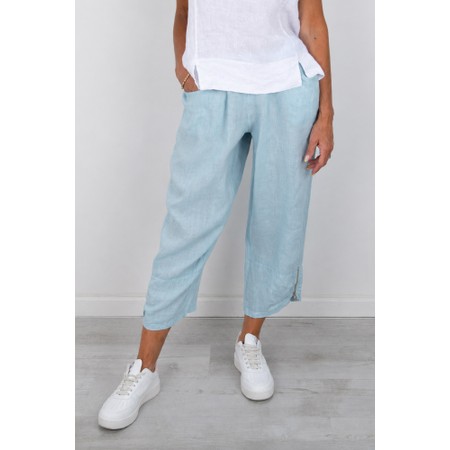Amazing Woman Orla Ice Blue Cropped Linen Trouser - Blue
