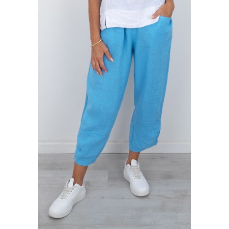 Amazing Woman Orla Blue Cropped Linen Trouser - Blue