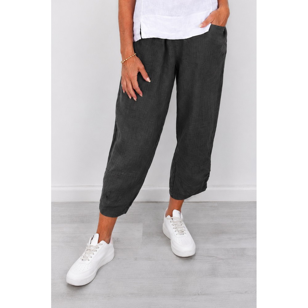 Amazing Woman Orla Charcoal Cropped Linen Trouser Charcoal