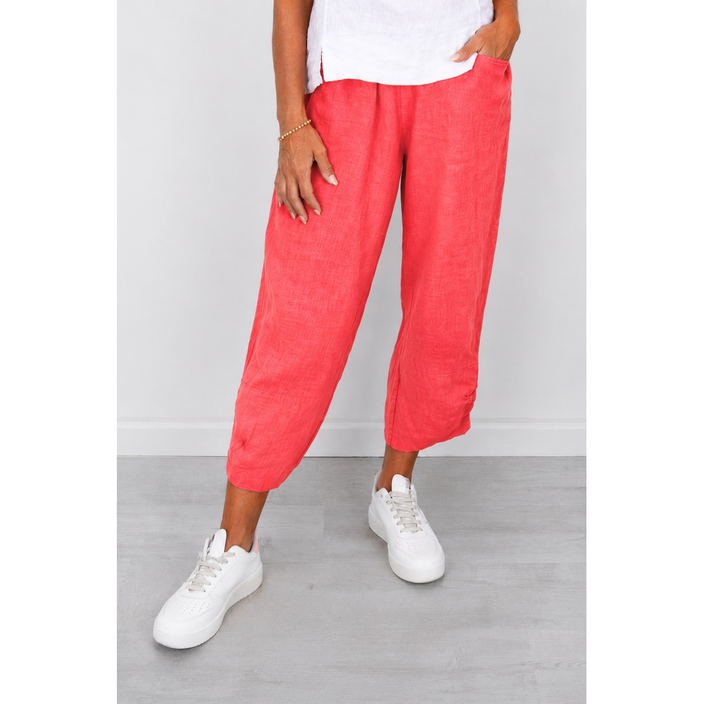 Amazing Woman Orla Coral Cropped Linen Trouser Coral