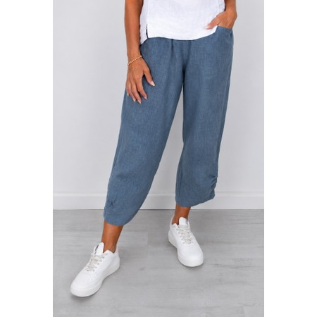 Amazing Woman Orla Denim Blue Cropped Linen Trouser - Blue