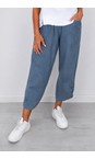Amazing Woman Denim Blue Orla Denim Blue Cropped Linen Trouser  