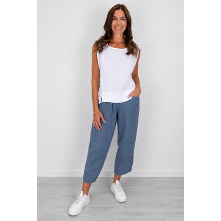 Amazing Woman Orla Denim Blue Cropped Linen Trouser - Blue