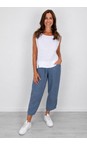 Amazing Woman Denim Blue Orla Denim Blue Cropped Linen Trouser  