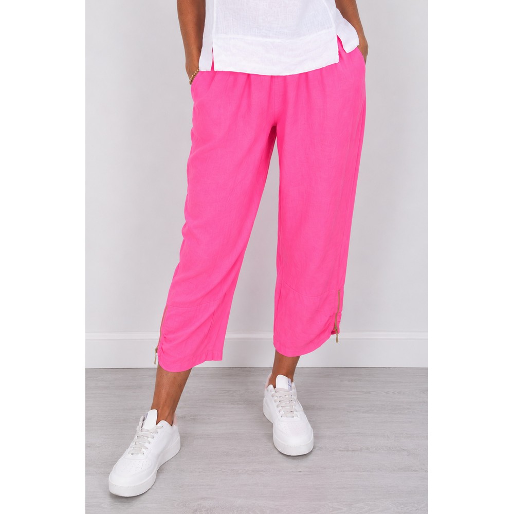 Amazing Woman Orla Fuchsia Cropped Linen Trouser Fuchsia