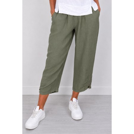 Amazing Woman Orla Khaki Cropped Linen Trouser - Green