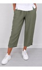 Amazing Woman Khaki Orla Khaki Cropped Linen Trouser  