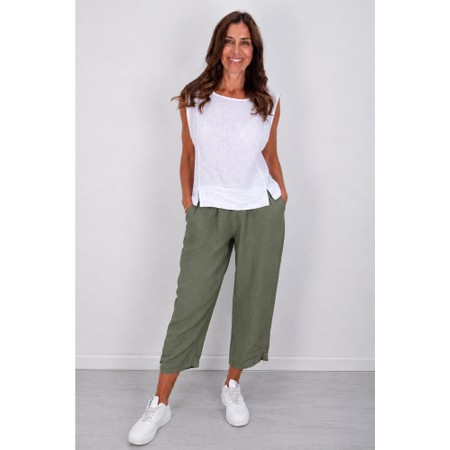 Amazing Woman Orla Khaki Cropped Linen Trouser - Green