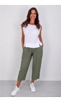 Amazing Woman Khaki Orla Khaki Cropped Linen Trouser  