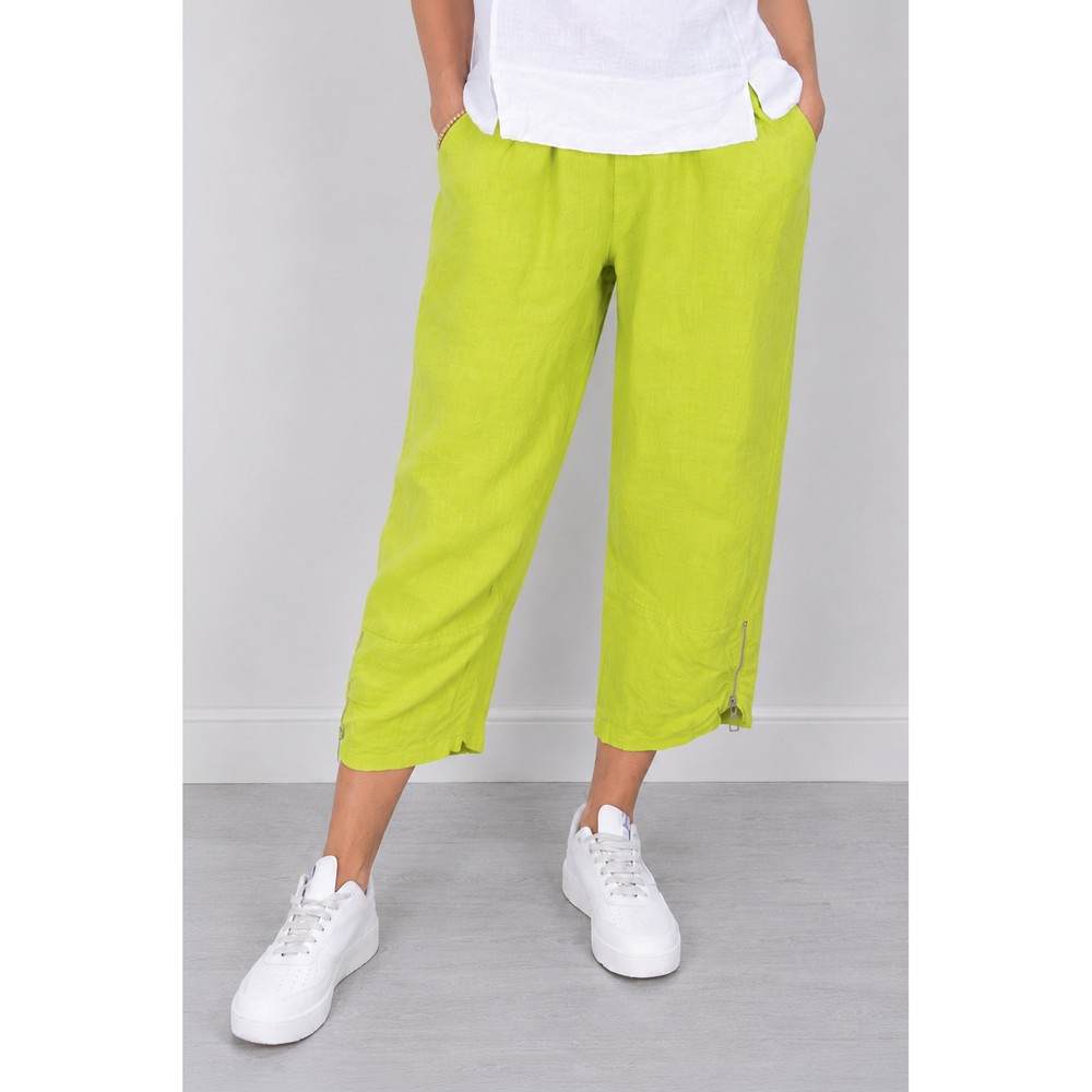 Amazing Woman Orla Lime Cropped Linen Trouser Lime