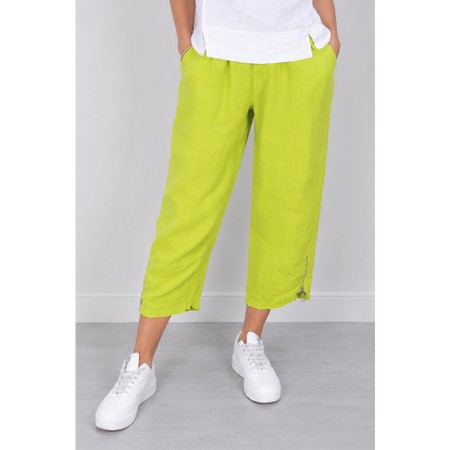 Amazing Woman Orla Lime Cropped Linen Trouser - Green