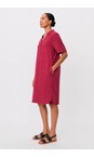 Masai Clothing Beet Red Nareela Beet Red Solid Linen Dress  