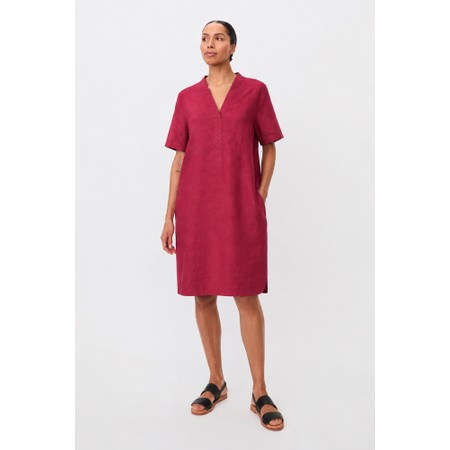 Masai Clothing MaNareela Beet Red Solid Linen Dress - Red