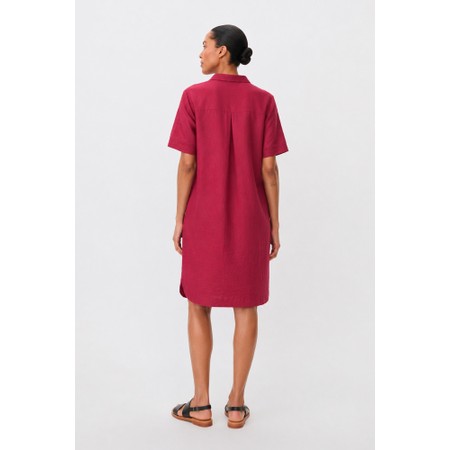 Masai Clothing MaNareela Beet Red Solid Linen Dress - Red