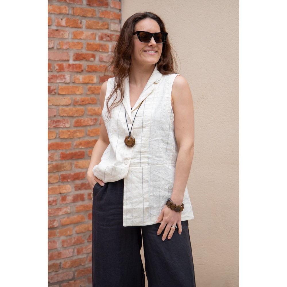 Mama B Goccia R Pinstripe Waistcoat Latte