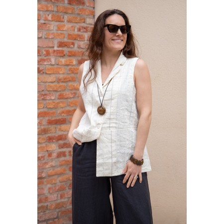 Mama B Goccia R Pinstripe Waistcoat - Off-White