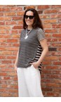 Mama B Antracite Casta Antracite Stripe Linen Blend Tshirt  