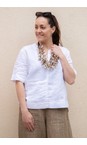 Masai Clothing White  Dolorea White Solid Linen Top  