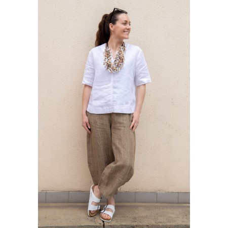 Mama B Rima AE Cumino Linen Check Bubble Trouser - Beige