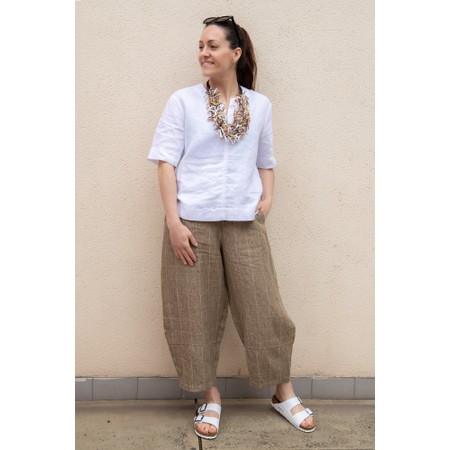 Mama B Rima AE Cumino Linen Check Bubble Trouser - Beige
