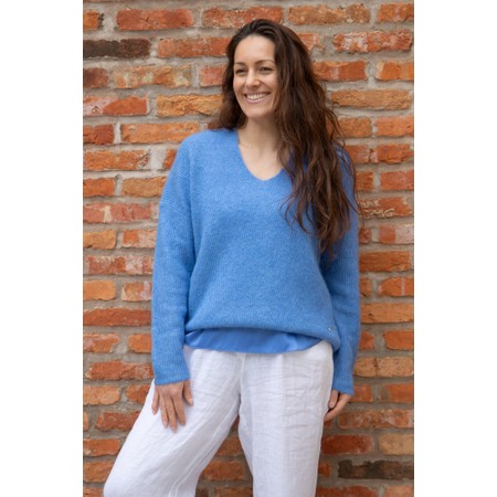 Mos Mosh MM Thora V-Neck Ultramarine Knit Jumper - Blue