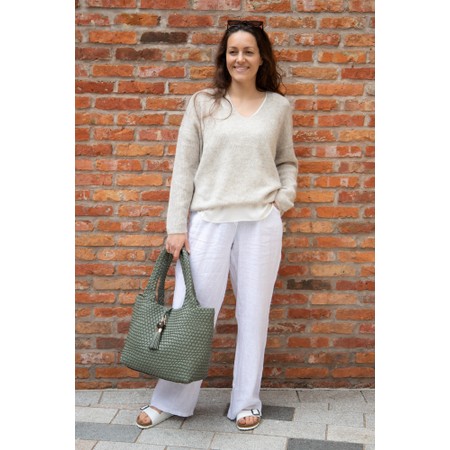 Mos Mosh MM Thora Natural V-Neck Knit Jumper - Grey