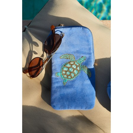 Elizabeth Scarlett Turtle Conservation Velvet Glasses Case - Blue
