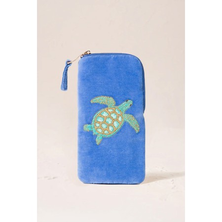 Elizabeth Scarlett Turtle Conservation Velvet Glasses Case - Blue