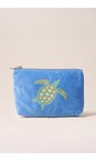 Elizabeth Scarlett Turtle Conservation Caribbean Blue Turtle Conservation Velvet Mini Pouch  