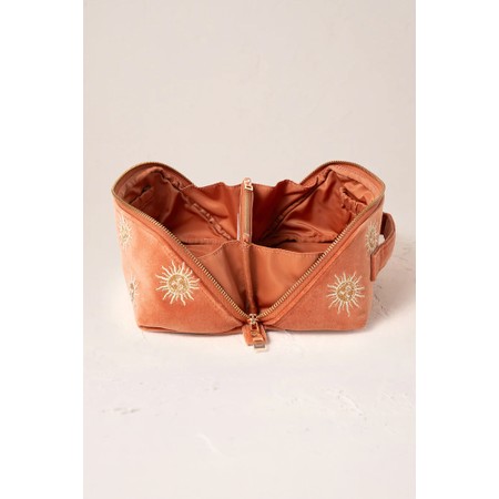 Elizabeth Scarlett Sun Goddess Velvet Open Flat Makeup Bag - Orange