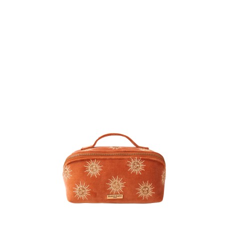 Elizabeth Scarlett Sun Goddess Velvet Open Flat Makeup Bag - Orange