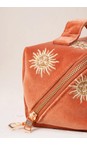 Elizabeth Scarlett Sun Goddess Rust Sun Goddess Velvet Open Flat Makeup Bag  
