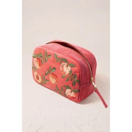 Elizabeth Scarlett Summer Peach Velvet Makeup Bag - Orange