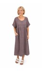 Amazing Woman Dark Mud Tesa Midi Linen dress   