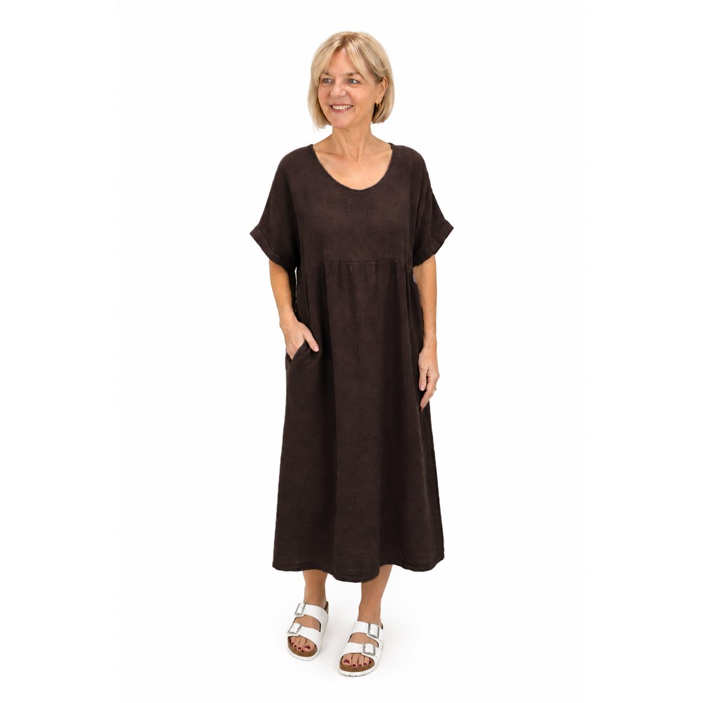 Amazing Woman Tesa Midi Linen dress  Choko