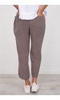 Amazing Woman Dark Mud Odie Linen Cropped Tapered Trousers  