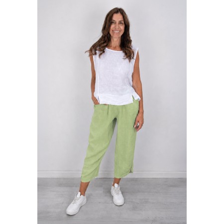 Amazing Woman Orla Leek Cropped Linen Trouser - Green