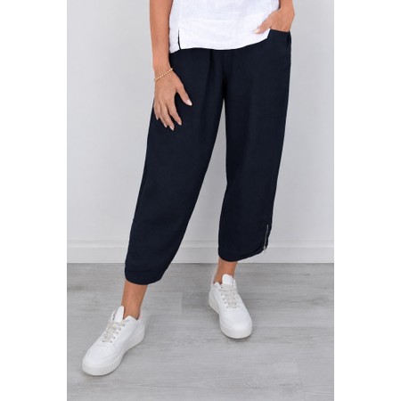 Amazing Woman Orla Navy Cropped Linen Trouser - Blue