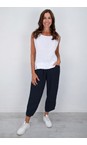 Amazing Woman Navy Orla Navy Cropped Linen Trouser  