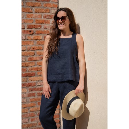 Masai Clothing MaDisa Solid Linen Top - Blue