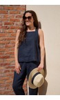 Masai Clothing Navy MaDisa Solid Linen Top  