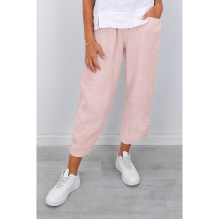 Amazing Woman Orla Cropped Linen Trouser - Pink