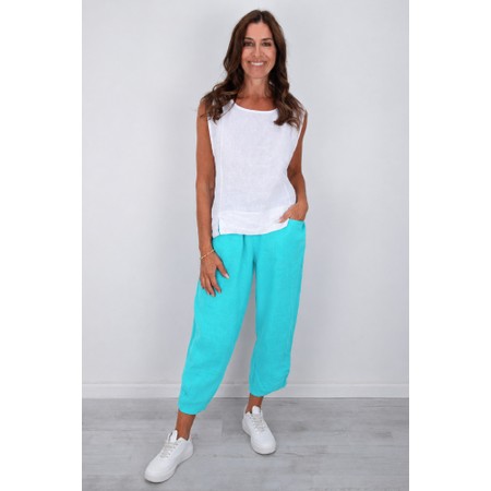 Amazing Woman Orla Turquoise Cropped Linen Trouser - Turquoise
