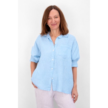 Amazing Woman Filippa Ice Blue Linen Shirt - Blue